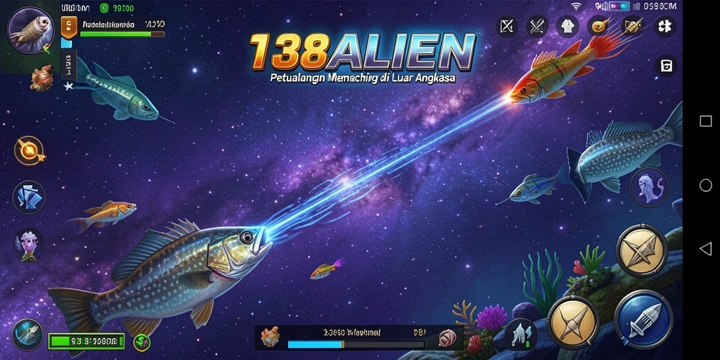 Tampilan gameplay 138ALIEN dengan aksi memancing alien yang seru.