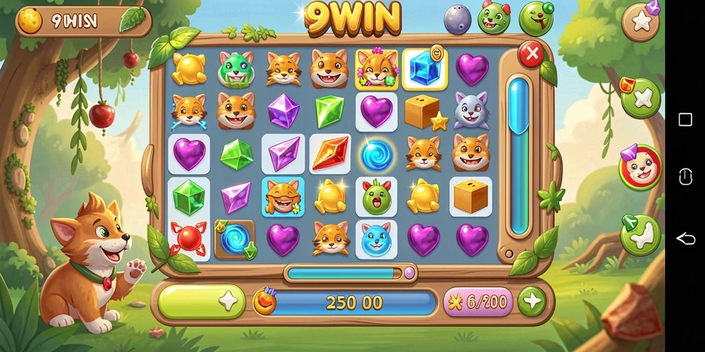 Gameplay seru dan menantang dalam 9WIN permainan Match-3.
