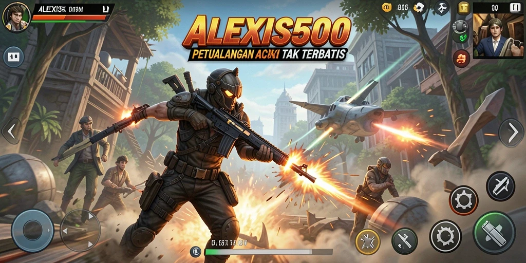Tampilan screenshot menampilkan aksi seru dalam ALEXIS500.