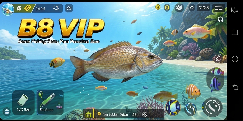 Tampilan gameplay B8VIP dengan suasana pemancingan yang menenangkan.