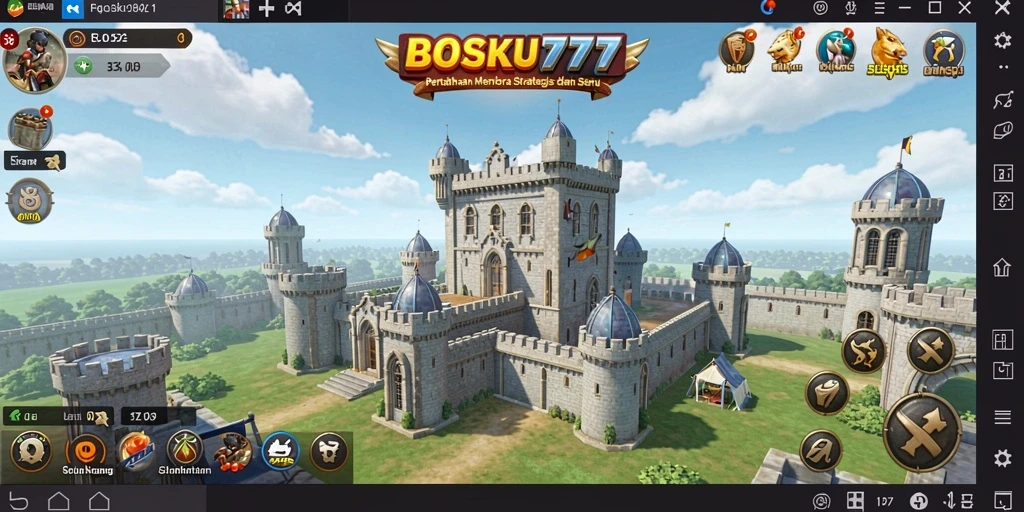 Tampilan seru gameplay Tower Defense BOSKU777 yang menantang.