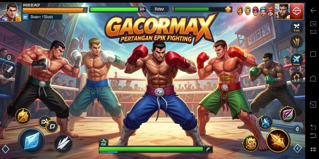 Tampilan inti gameplay GACORMAX dalam pertarungan yang mendebarkan.