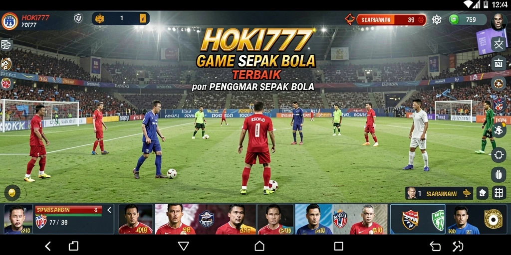 Screenshot gameplay HOKI777 menampilkan aksi seru di lapangan sepak bola.