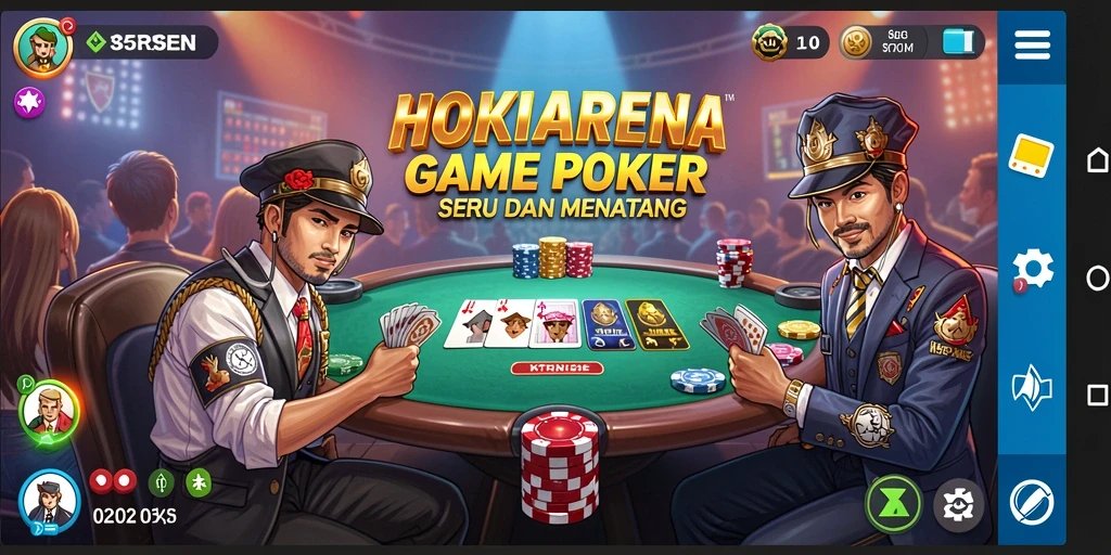 Screenshot HOKIARENA menampilkan suasana permainan poker yang seru.