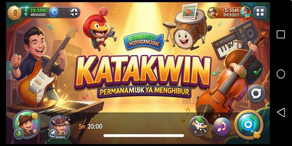 Screenshot dari gameplay KATAKWIN yang penuh warna.