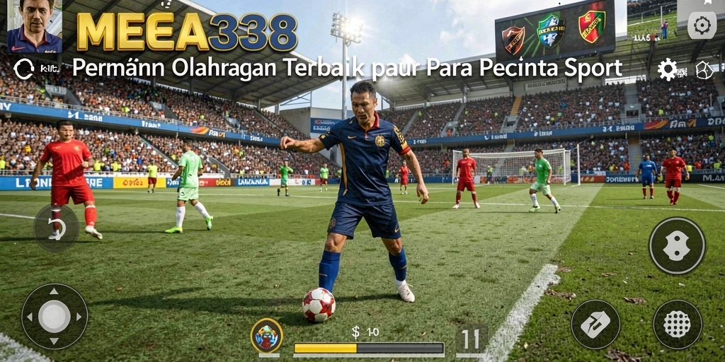 Screenshot gameplay MEGA338 menampilkan aksi olahraga yang intens.