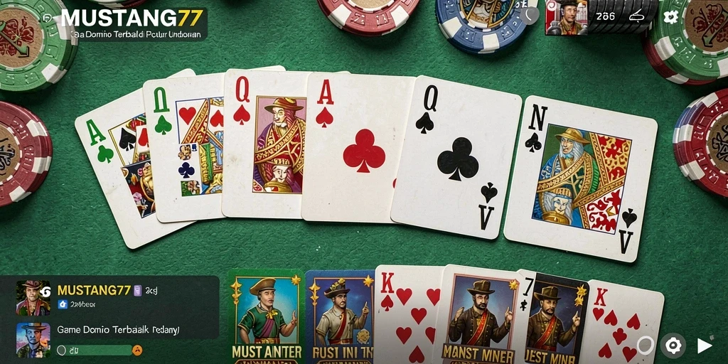 Tampilan gameplay seru MUSTANG77 saat bermain Domino.