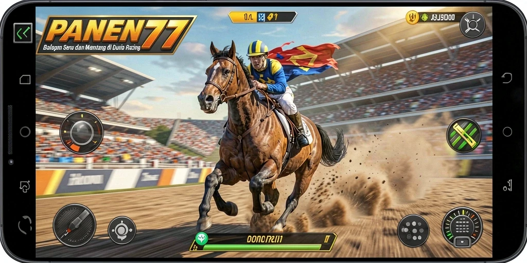 Screenshot gameplay PANEN77 yang menunjukkan aksi balapan seru dan mendebarkan.