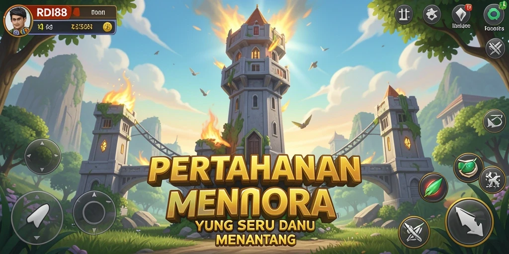 Tampilan gameplay Tower Defense RDI88 yang mendebarkan dan interaktif.