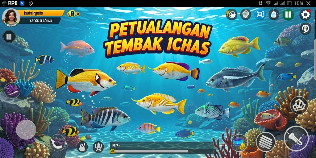 Screenshot menampilkan aksi seru menangkap ikan di RP8.