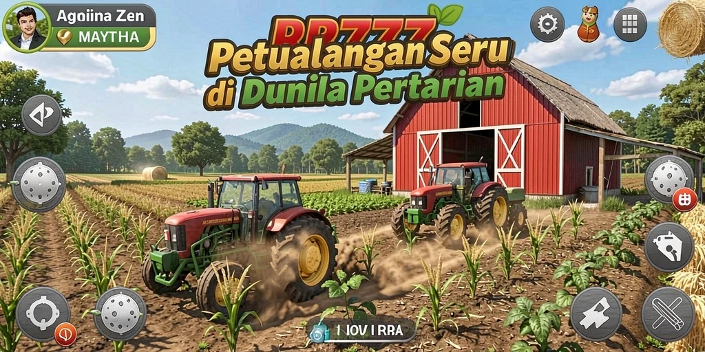 Screenshot gameplay RR777 menampilkan berbagai aktivitas pertanian yang seru.