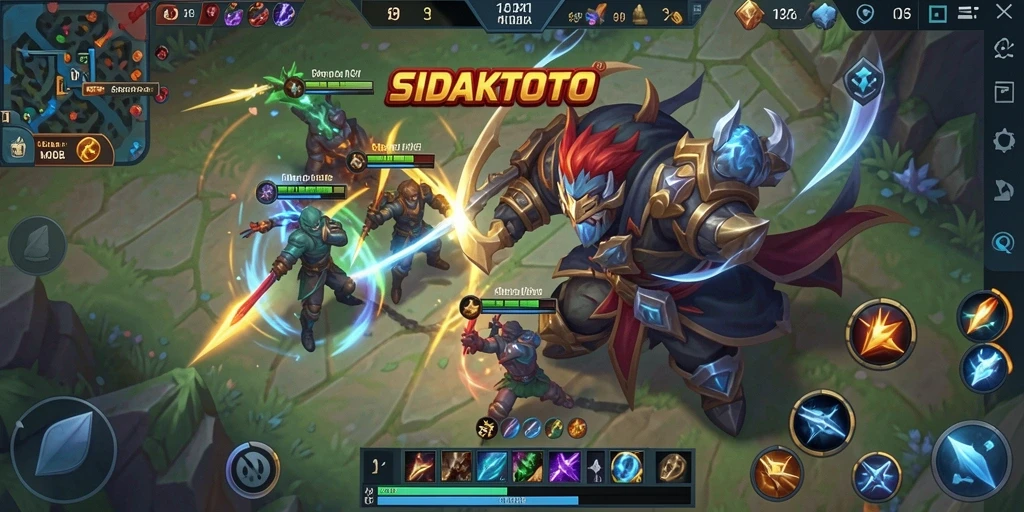 Tangkapan layar menunjukkan aksi seru gameplay MOBA.
